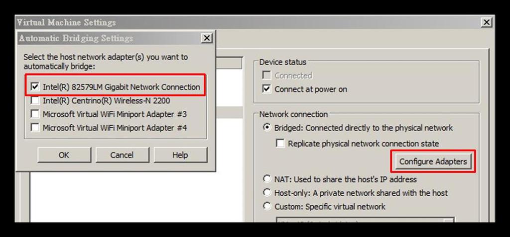 If your PC has more than one network adapter, click on Configure Adapters and choose the network adapter