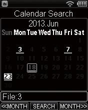Calendar Search function Using the Calendar Search function to search for a file You can search for voice files by specifying a recording date.