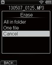 Erasing files/folders This section describes how to erase a single unneeded file from a folder, erase all the files in the current folder at