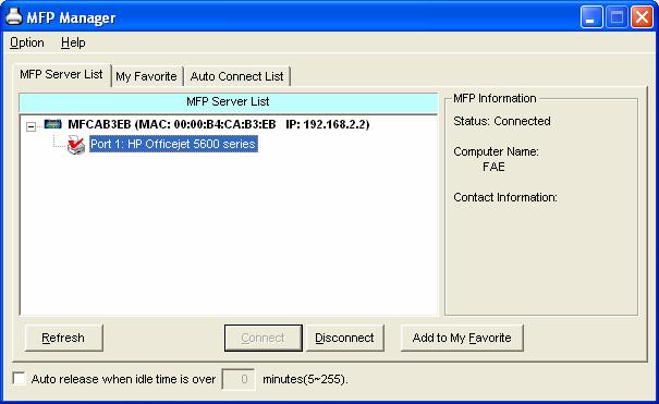 6. MFP Manager 6.1 MFP Server List The MFP Manager can automatically find the MFP server in the network and show it in the MFP Server List.