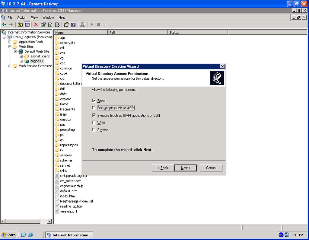 Configuring Microsoft IIS for Use with Cognos BI 11.