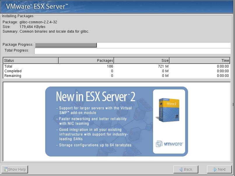 C H A P T E R 3 Installing and Configuring ESX Server 37. Select Next to continue.