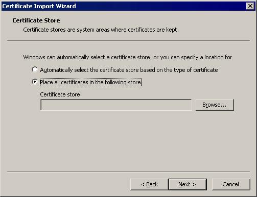 Click Install Certificate to launch a wizard that guides you through the process of installing the security