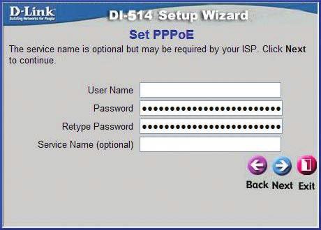 If your ISP uses PPPoE (Point-to- Point Protocol over Ethernet), and this option is selected, then this screen will appear: (Used mainly for DSL Internet
