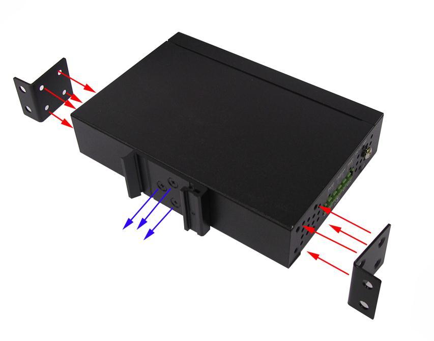 Wall-Mount Plate Mounting 1. When using the wall mount plates the din-rail clip can be removed. 2.
