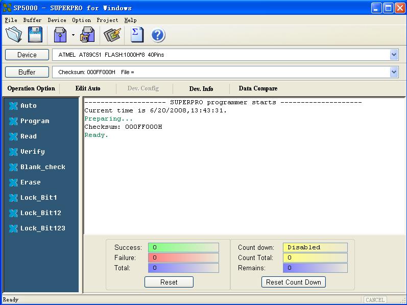 Chapter 3 SUPERPRO Software Features This chapter gives detailed explanations of the software functions of the programmer. Main Screen The main SUPERPRO screen is illustrated below.