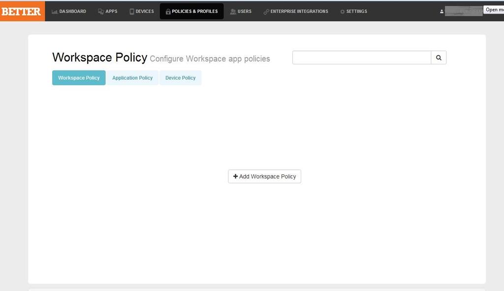 2. Click the POLICIES & PROFILES tab.
