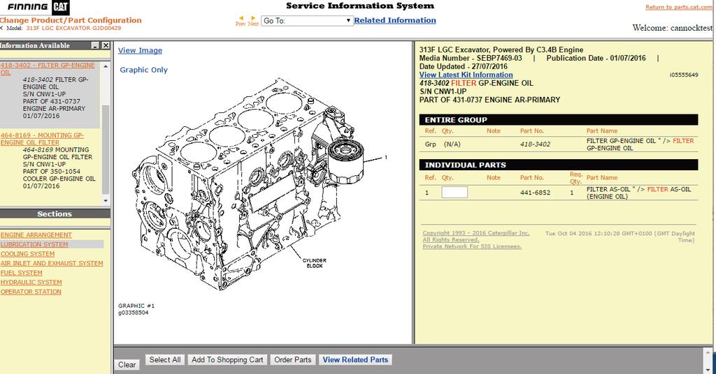 Finding parts by Using SIS After navigating through SIS to arrive at the appropriate parts list, you can select the desired parts and quantities needed for the repair.
