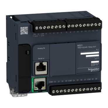 Product data sheet Characteristics TM221CE24R controller M221 24 IO relay Ethernet Complementary Main Discrete I/O number 24 Number of I/O expansion module Supply voltage limits Network frequency