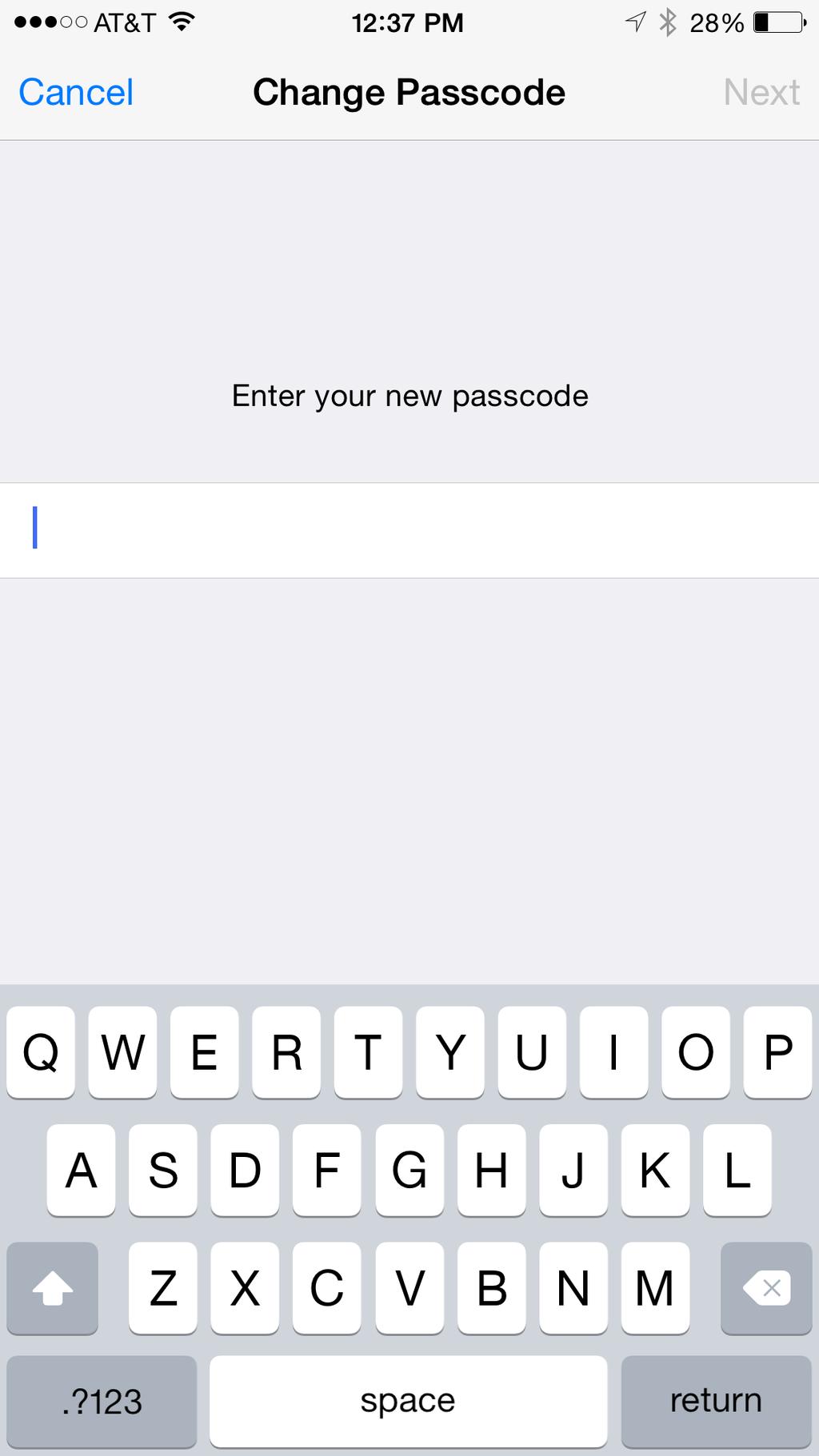You will now be prompted to enter your old passcode. 6.