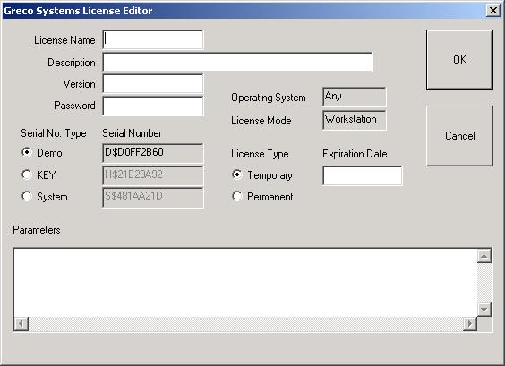 License Editor Window To access this module: Do A 