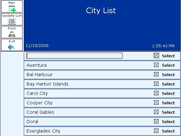 Add a City To add a city to the Cities List, complete the following steps: Step 1. Select the REPORTS option from the main menu. The Reporting screen will be displayed (see Figure 1). Step 2.
