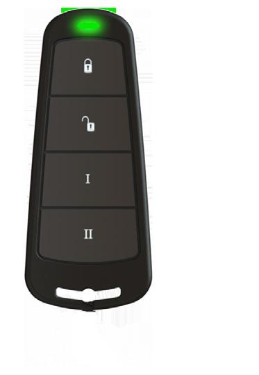 It is possible to allocate different functions to each keyfob, such as: setting or unsetting different areas, activating outputs to control external devices (such as: gates), requesting the system