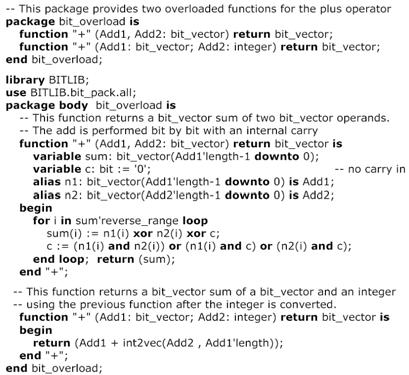 8.3 Operator Overloading - VHDL Package Page 13 of 54 8.3 Operator Overloading - Overloading Procedures and Functions A, B, C bit vectors A <= B + C + 3? A <= 3 + B + C?