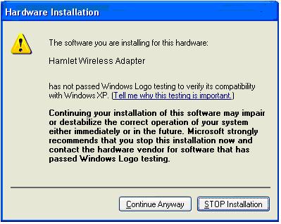 Figure 2-8a Windows XP warning box 10.