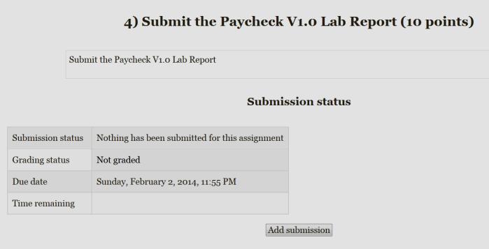 2. Submit Your Assignment Moodle will load a new screen with instructions, a due date and the Add submission button.