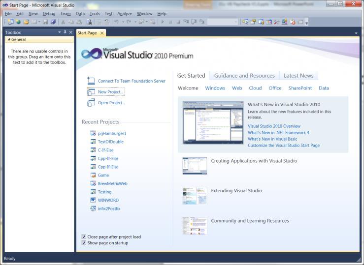Start Visual Studio Start Visual