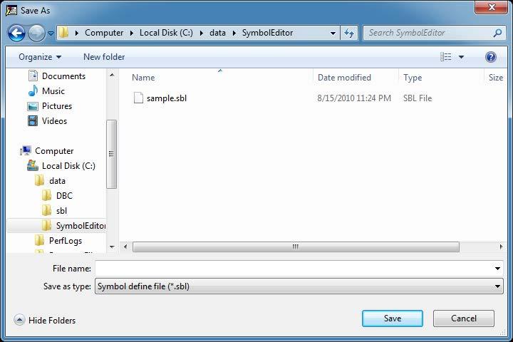3.5 Saving Definitions 1. In the definition list, click, or click File > Save to display the Save As dialog box. 2.