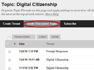 Access the discussion you wish to grade by clicking on the discussion