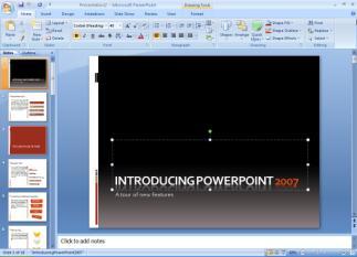 At New Presentation dialog box, click Installed Templates in left panel then double-click Introducing PowerPoint 2007 template.