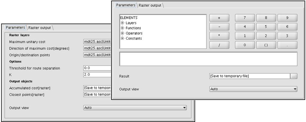 Figure 4: Parameters windows are automatically generated, but can be easily modified to adapt them to a particular extension time the extension is executed, and the user can enter the corresponding