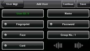 Press [User ID] on the [Add User] interface to display the user ID management interface, as shown in Figure 1 on the right.