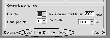 Select Network setting from the Option Menu in the Main Window of the FL-net Unit Support Software, and specify the remote PLC s network address and node address.