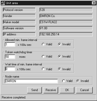 FL-net Unit Support Software Ver. 1.6 Appendix F (10) OK Validates the changed settings and closes the window. When the System Setup Window is next opened, the changed settings will be displayed.