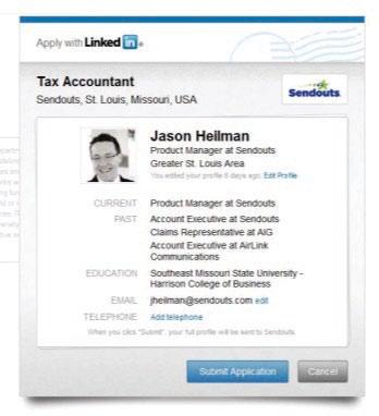 When a candidate chooses to Apply with LinkedIn they will see a summary of their LinkedIn page and can submit from there.