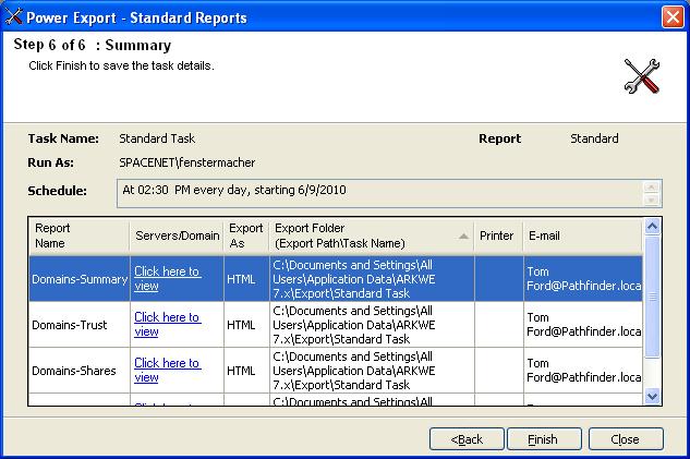 CHAPTER 7 Power Export Step 6: Summary 1) This step displays the summary information of the task.