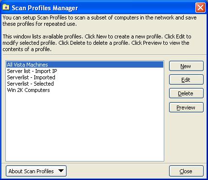 The Scan The Scan Profiles Manager allows you to perform the following operations: Create a new Scan Profile Edit an existing Scan