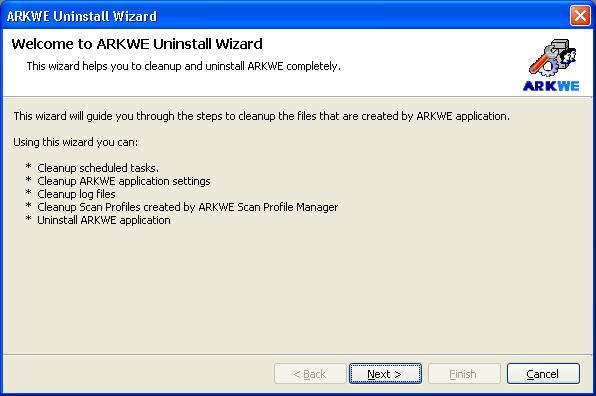 Chapter-8- Scan Profiles Manager 8.10 How to uninstall ARKWE?