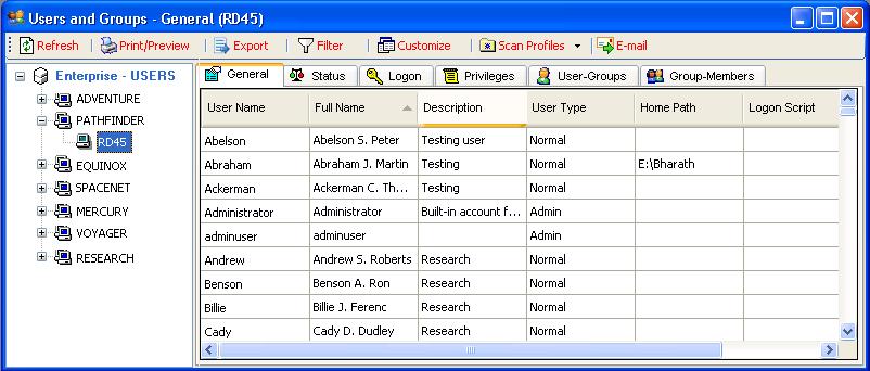 CHAPTER 2 Standard Reports (Working with Reports) 2.3 How to view Users and Groups information? Click on information.