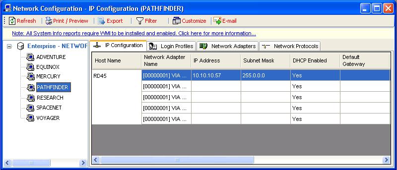 CHAPTER 4 - System Information Current Status Environment Info 4.2 How to view Network Configuration reports? Click on Configuration information available under each tab as listed below.
