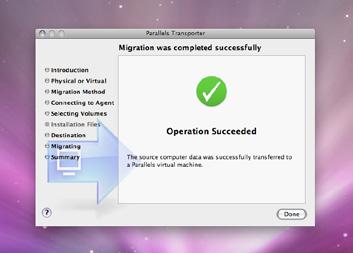 3. Once Parallels Transporter has access to the necessary system files, it will finish preparing your Windows system to run on your Mac and the Select Name and Location window will display.