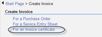 Click Create Click For an Invoice certificate Select certificate and click