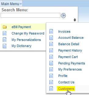 Customers Page How to Navigate UC Berkeley s ebill System The Customers page displays the Customer
