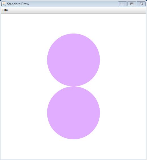 create a ball at (x,y) with radius r void draw() // draw the ball boolean overlap(ball other) // does ball intersect with another?