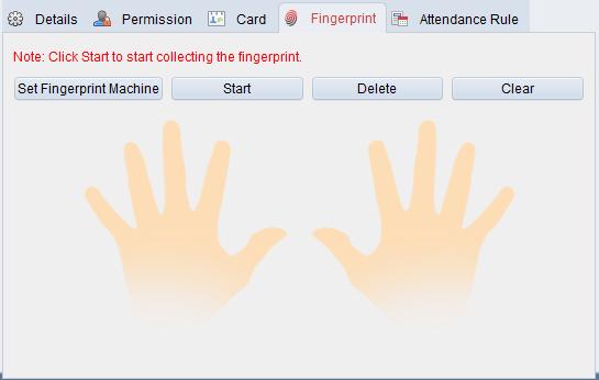 person can place the finger on the scanner instead of swiping card when passing the door. 10. Click OK to save the settings. Adding Person (Fingerprint) 1.