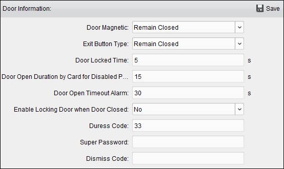 In the controller list on the left, click to expand the access control device, select the door (access control point) and you can edit the information of the selected door on the right. 2.