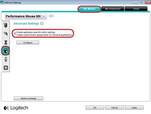 3. Select the application for which you want to make changes.