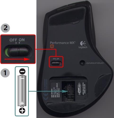 Install the battery for your mouse by making sure the battery faces the correct direction as shown in the image below.