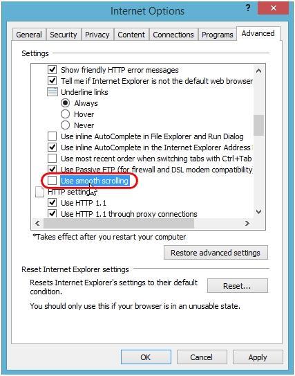 We're working with Microsoft to resolve this issue. As a workaround, you can modify your scrolling settings in IE11. Here's how: 1. Launch IE11. 2.
