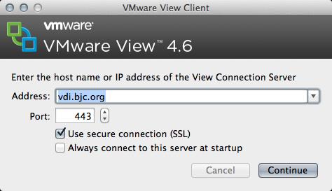 When the application opens, in the address field, type vdi.bjc.