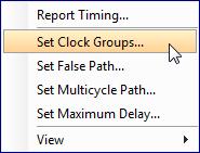 needed: set_clock_groups Could be done directly via Clock Interaction