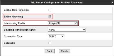 In the Add Server Configuration Profile - Advanced window: Check Enable Grooming.