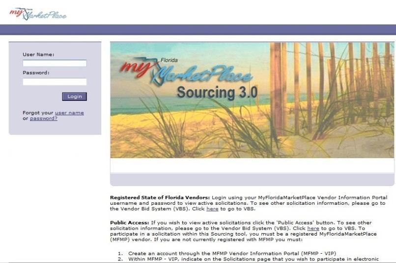 After selecting the Create an MFMP equote event link in MFMP Buyer, customers must log into MFMP Sourcing.