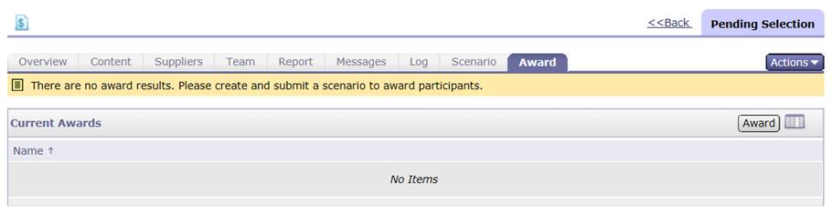 Awarding the equote To award an equote, select the Award tab and click Award Use the drop-down