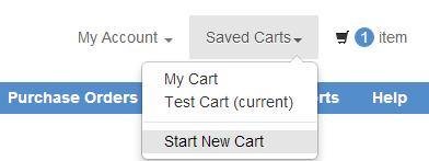 Upon selecting Start New Cart, the current page will be refreshed a new Cart will be created. By default, this new cart will be named My Cart and will now be selected as the Current Cart.