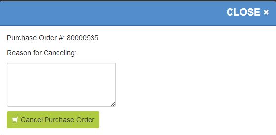 Figure 5.3 Purchase Order listing STEP 3: Within the Purchase Order Details view, click on the Cancel Purchase Order button.